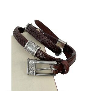 Fossil Braided Leather Silver Accents Boho Western Chic Rodeo Cowgirl Belt - S